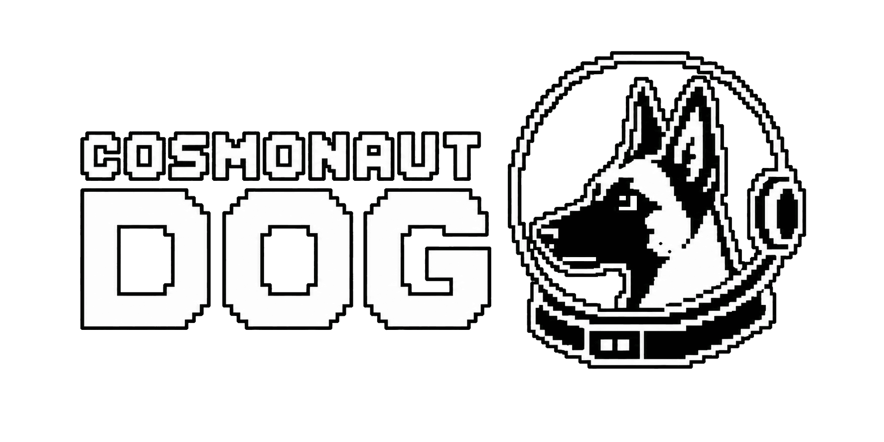 Cosmonaut Dog — pixel art dog astronaut logo